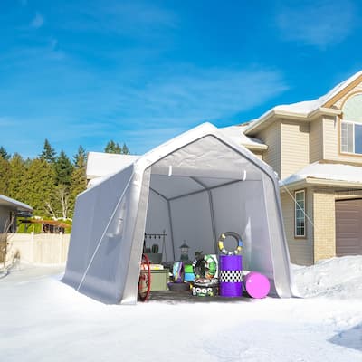 EROMMY Portable Garage, Heavy Duty Carport with All-Steel Metal Frame and Round Style Roof