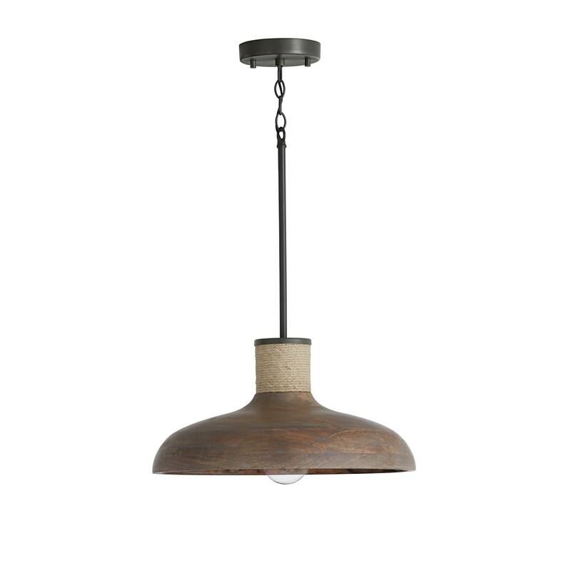 Jacob 1-light Grey Wash/ Iron Silk Hanging Pendant - Grey Wash/ Iron Silk - 8.75"H x 17"W
