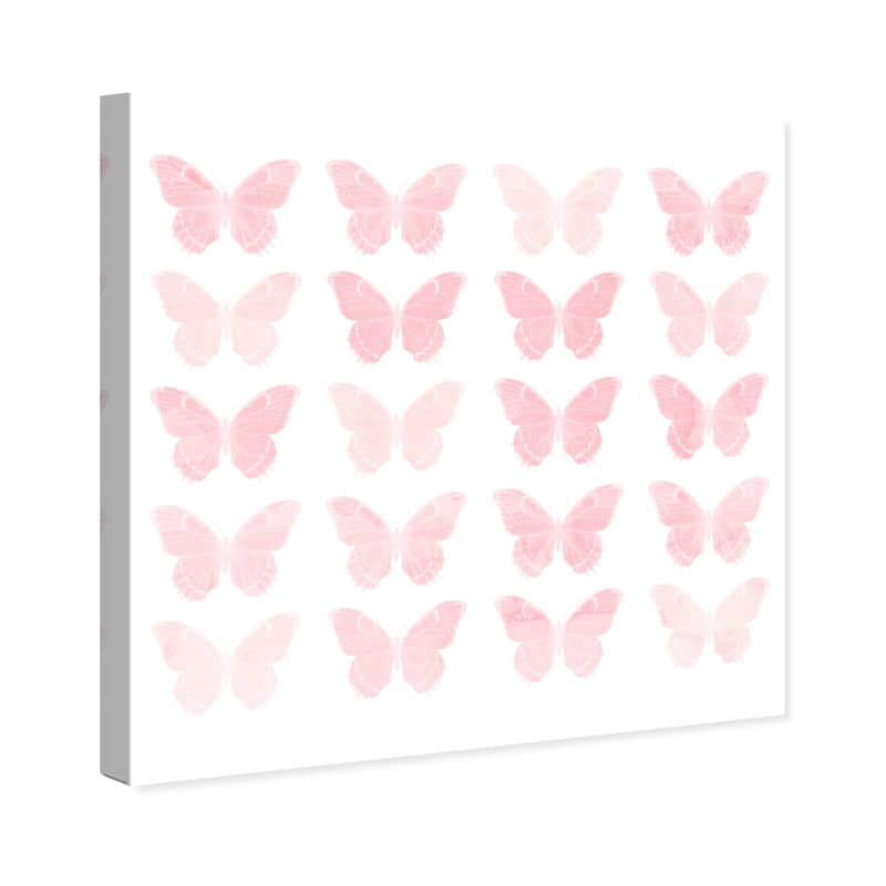 Wynwood Studio Canvas Animals Pastel Butterflies Pink and Light Pink Modern & Contemporary Wall Art Canvas Print