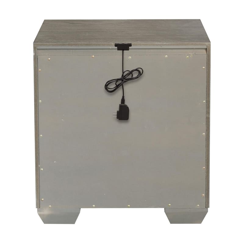 Roundhill Furniture Ennesley 3-Piece Gray Wood Bedroom Set, Upholstered Panel Bed and 2 Nightstands