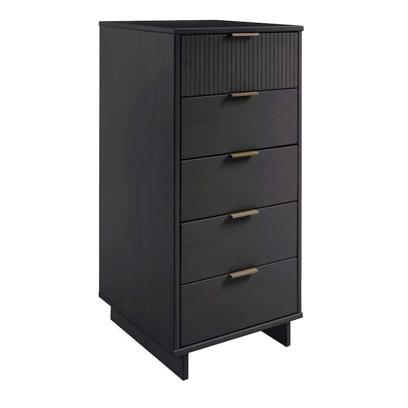 Manhattan Comfort 3-Piece Granville Modern Solid Wood Narrow Chest Dresser Nightstand Set.