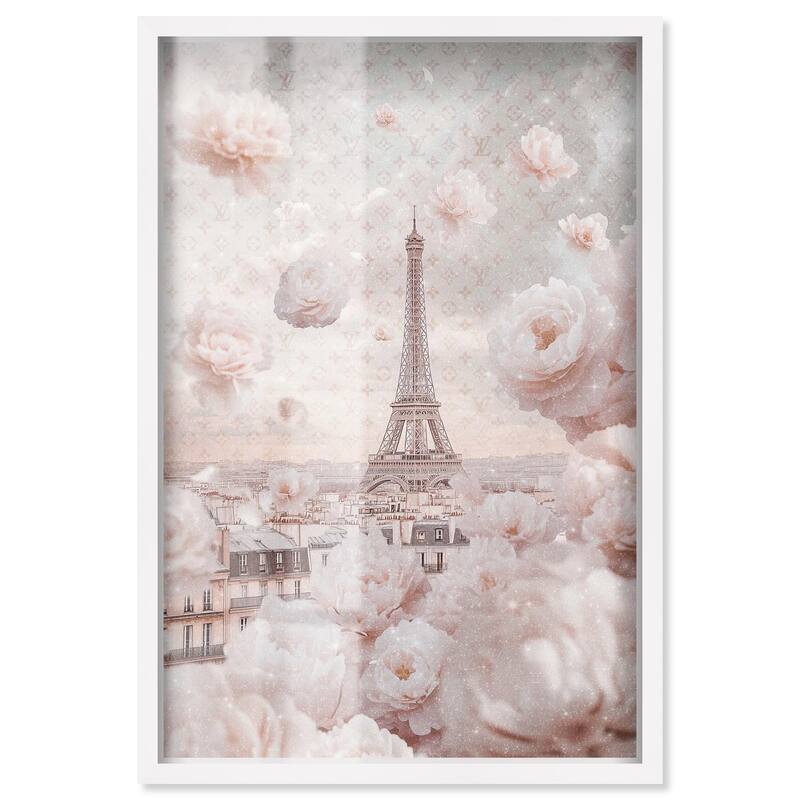 Raining Petals in Paris Shadowbox by Art Remedy - White - 10" x 15"