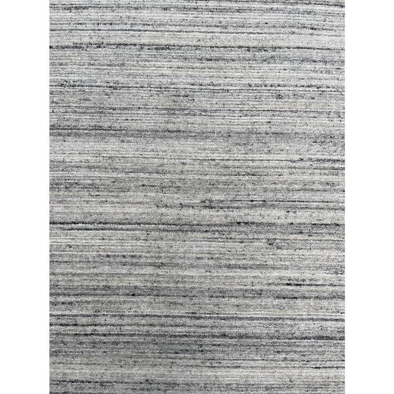 Natural Silver Hand-Knotted Wool Modern Lori Baft Gabbeh Solid Color Rug, 9' x 12', plush stylish area accent - L