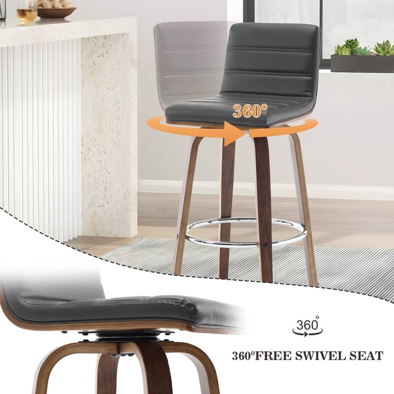 Faux Leather Upholstered Swivel Bar Stools, Counter Stool