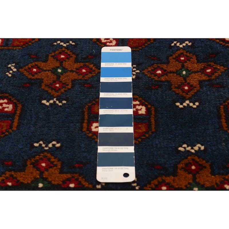 ECARPETGALLERY Hand-knotted Uzbek Kargahi Blue Wool Rug - 6'5 x 9'5