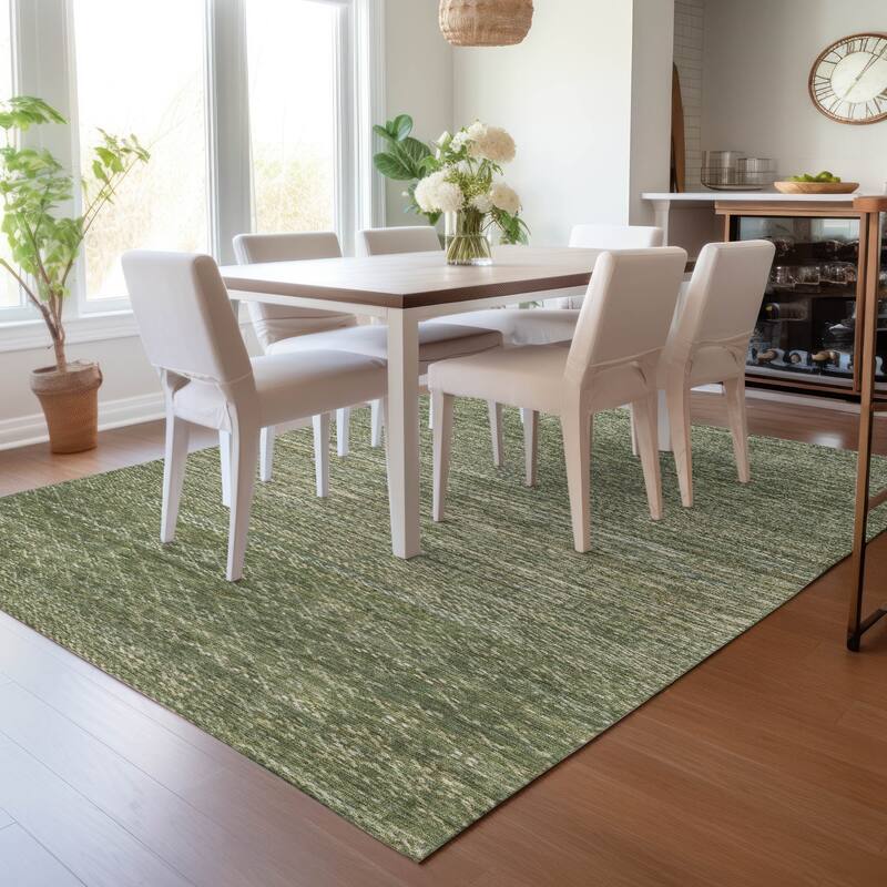 Machine Washable Indoor/Outdoor Modern Trellis Chantille Rug
