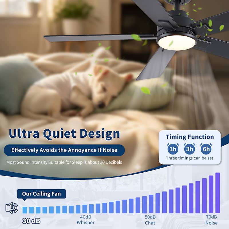 Cusp Barn 52" Modern Ceiling Fan with Light and Remote, LED Integrated Dimmable Reversible DC Motor Ceiling Fan for Living Room