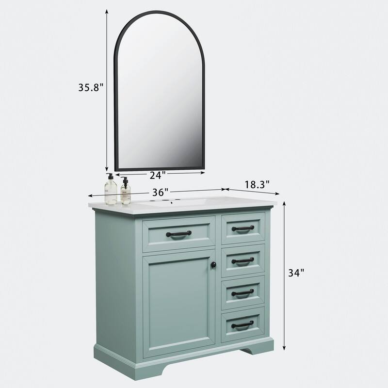 Bathroom Vanity with Top Sink Freestanding Vanity Set with Mirror