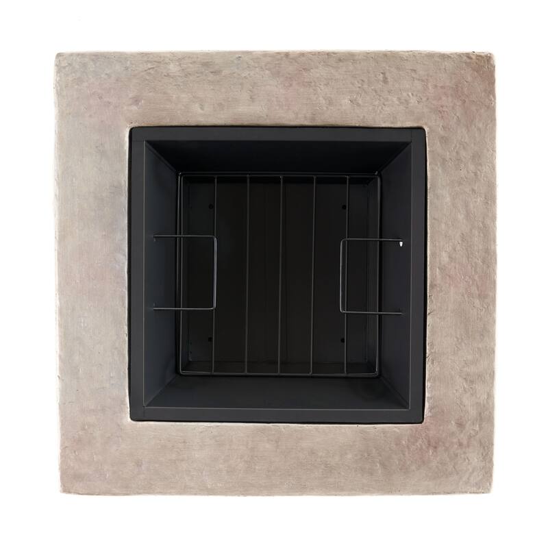 Roomfitters Outdoor Stone Finish Fire Pit with Mesh Screen, Heavy-Duty Fire Bowl, Perfect for Patio, Deck, and Garden Gatherings