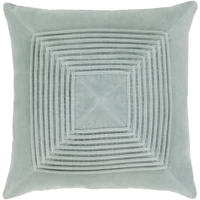 Quadratum Ice Blue Velvet Down or Poly Filled 18-inch Pillow