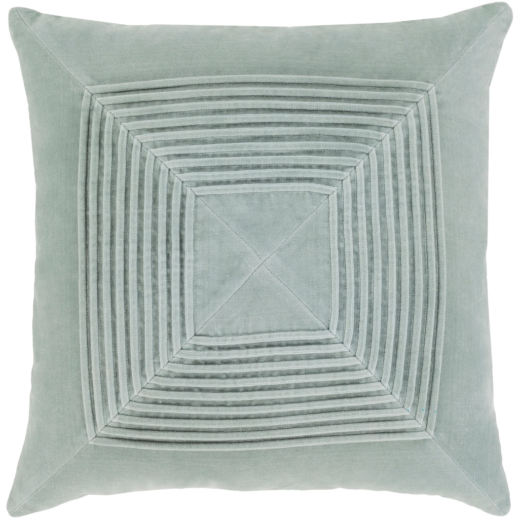 Quadratum Ice Blue Velvet Down or Poly Filled 18-inch Pillow