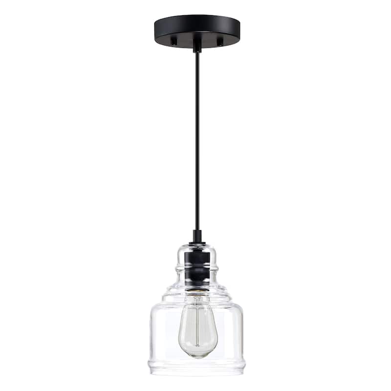 1-Light 70-in Matte Black Mini Pendant Light With Clear Glass Shade