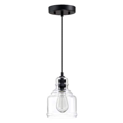 1-Light 70-in Matte Black Mini Pendant Light With Clear Glass Shade