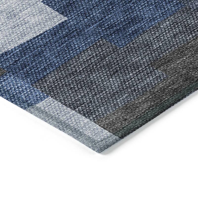 Machine Washable Indoor/ Outdoor Chantille Modern Blocks Rug