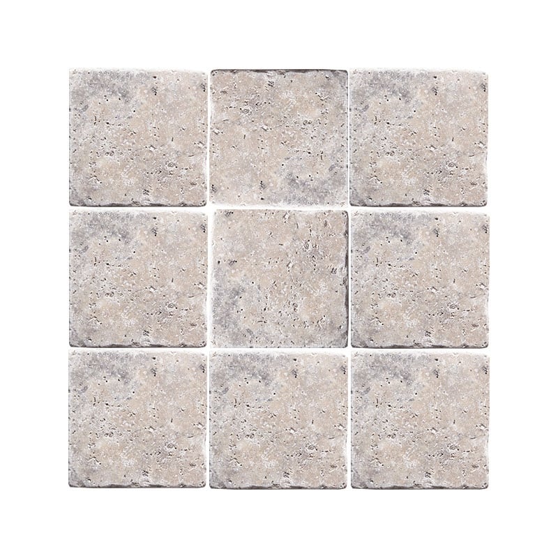 Argento Travertine 6" x 6" Tumbled Tile - Sample - Silver