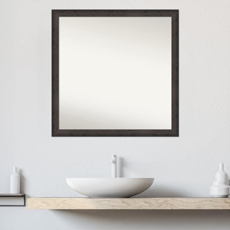 Dappled Narrow Non-Beveled Wood Framed Bathroom Vanity Wall Mirror