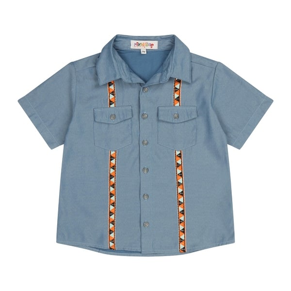 slide 2 of 6, Mixed Up Clothing Boys Hemd Short Sleeve Button Down Shirt Light Blue - 10