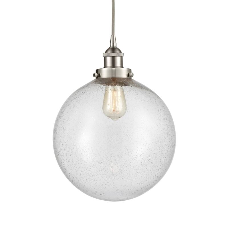 Innovations Lighting 616-1PH-16-12 Beacon Pendant Beacon 12" Wide - Brushed Satin Nickel / Seedy
