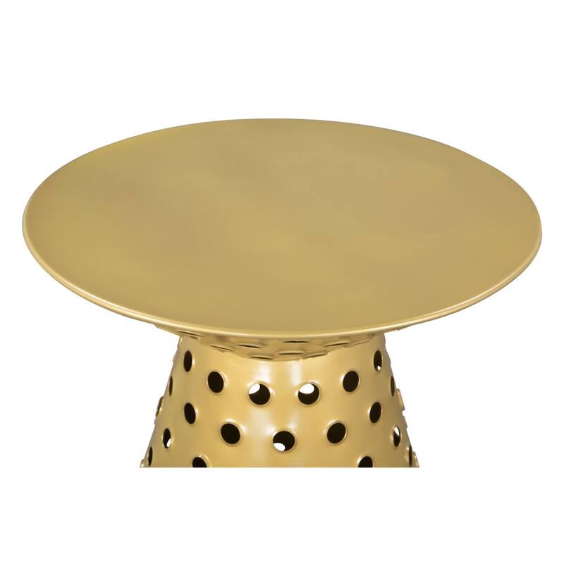 HomeRoots 20" Gold Iron Round Pedestal End Table - 18' X '20' X '18