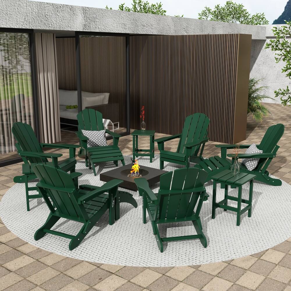 Laguna Hdpe All Weather Outdoor Patio Foldable Adirondack Chairs Conversation Set (12-Piece Set)