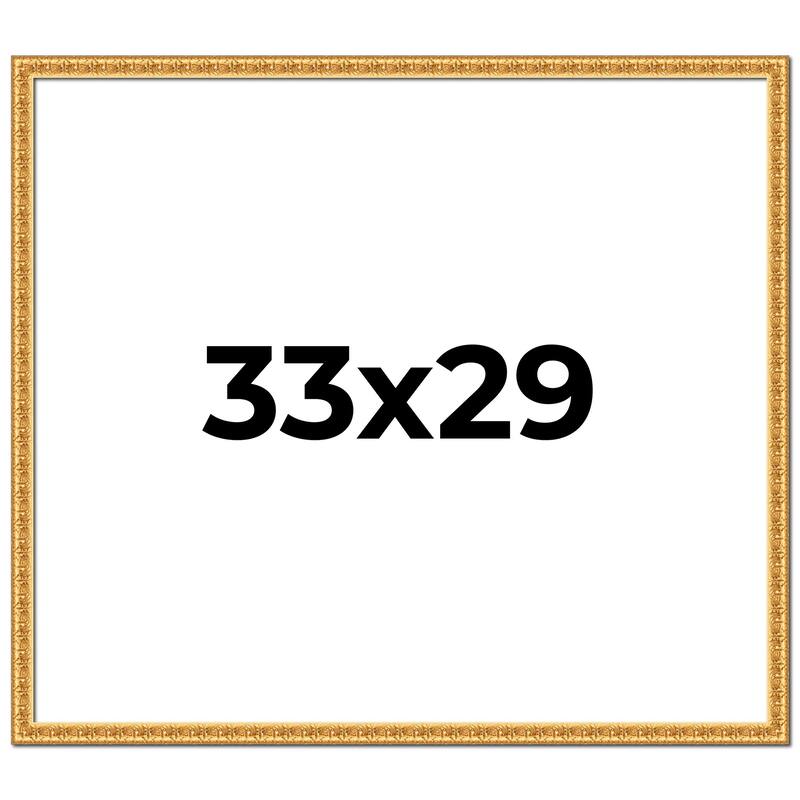 33x29 Frame Gold Real Wood Picture Frame Width 1 inches | Interior