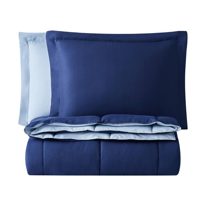Truly Soft Everyday Reversible Down Alternative 3-Piece Comforter Set - Twin - Twin XL - Navy/Light Blue