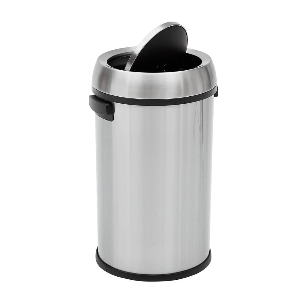65L/17Gal Open Top Trash Can, Heavy Duty Stainless Steel Rubbish Bin