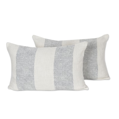 Novica Handmade Diamond Elegance In Grey Cotton Cushion Covers (Pair)