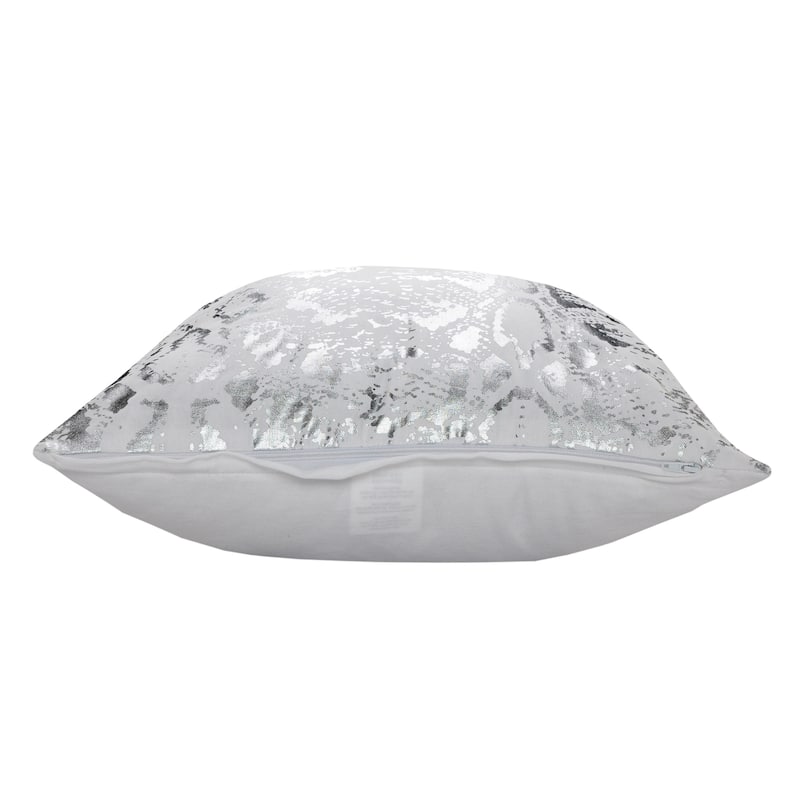 HomeRoots 20" X 20" White And Silver 100% Cotton Animal Print Zippered Pillow