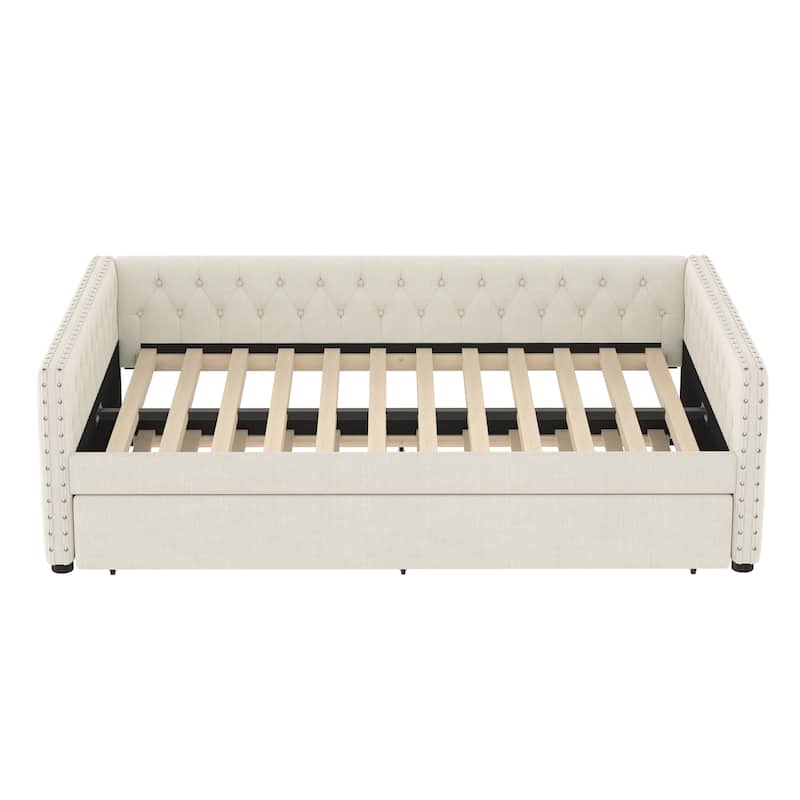 Upholstered Tufted Daybed with Trundle
