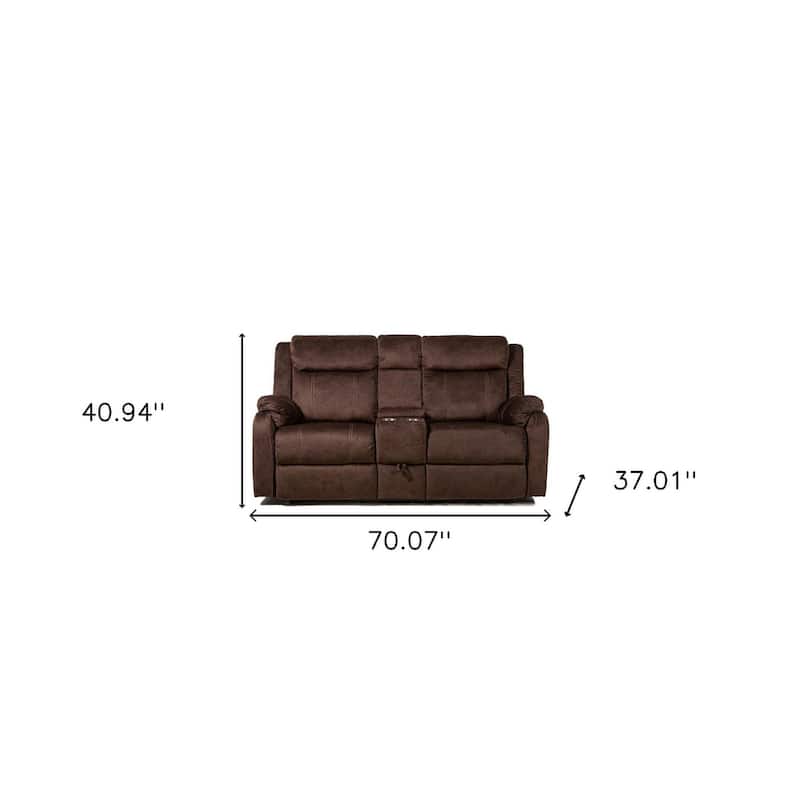 70" Dark Brown Manual Reclining Loveseat With Storage