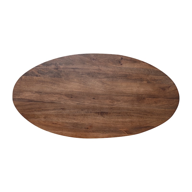 Mid Century Modern Brown Wood Coffee Table with Fluted Base - Living Room Furniture for Living Room