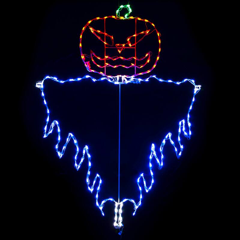LED Lighted Jack O Lantern Evil Scarecrow Outdoor Halloween Decoration - 72"