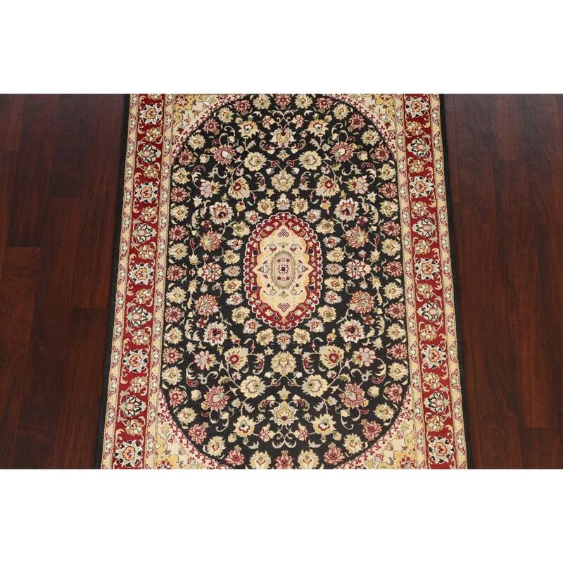 Wool/ Silk Floral Vegetable Dye Tabriz Oriental Area Rug Hand-knotted - 4'0" x 6'3"