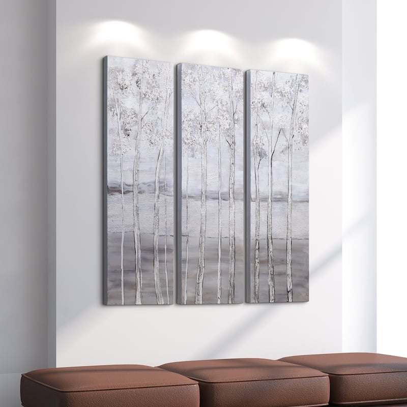 Silver Winter Textured Metallic Hand Painted Wall Art by Martin Edwards