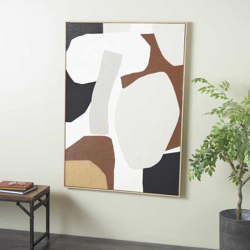 Wood Geometric Abstract Overlapping Circle Wall Art with Cream Accents - Brown - Roche River Decor