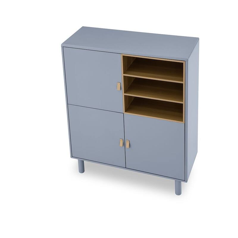 3 Doors Wooden Cabinet with Leather Handle