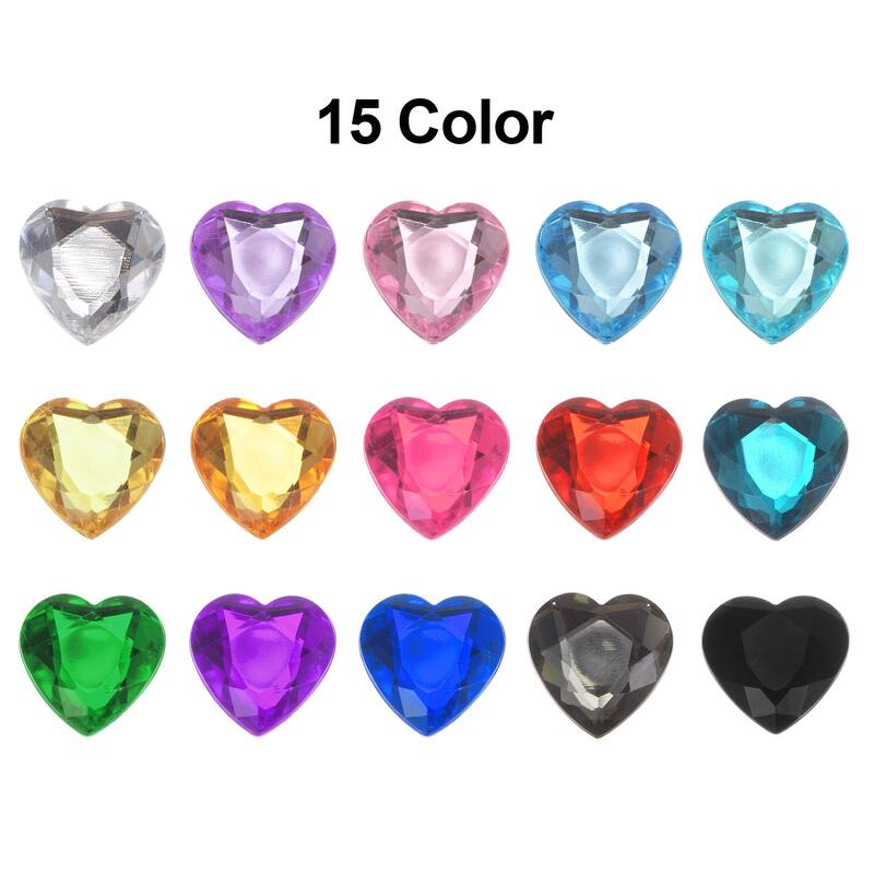 20 Pcs Acrylic Heart Rhinestone 25mm Flat Back Plastic Gems