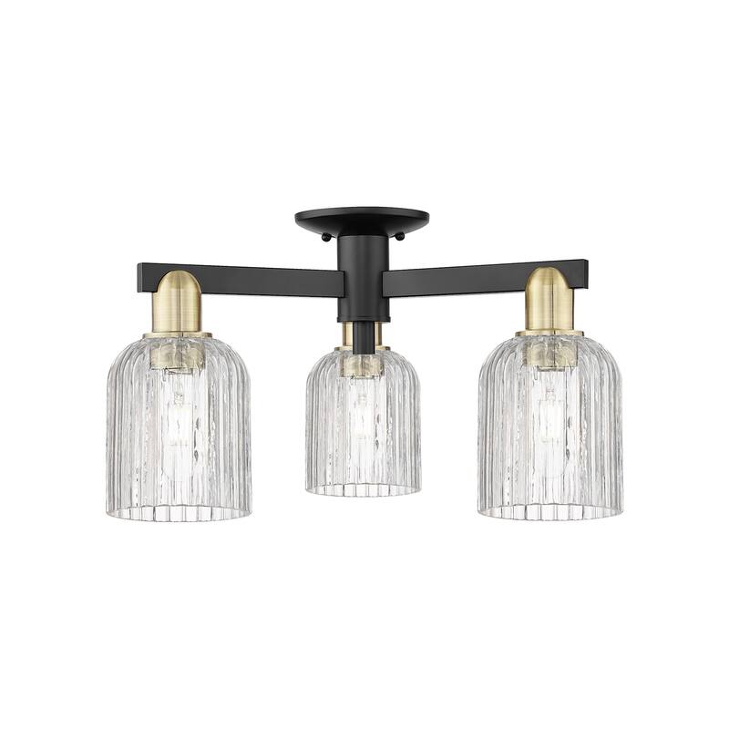 Innovations Lighting 716-3F-11-23 Bridal Veil Semi-Flush Bridal Veil 3 - Black Antique Brass / Clear