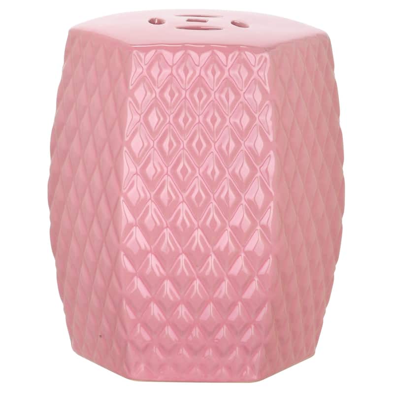 SAFAVIEH Kids Maribel Pink Diamonds Ceramic Decorative Garden Stool
