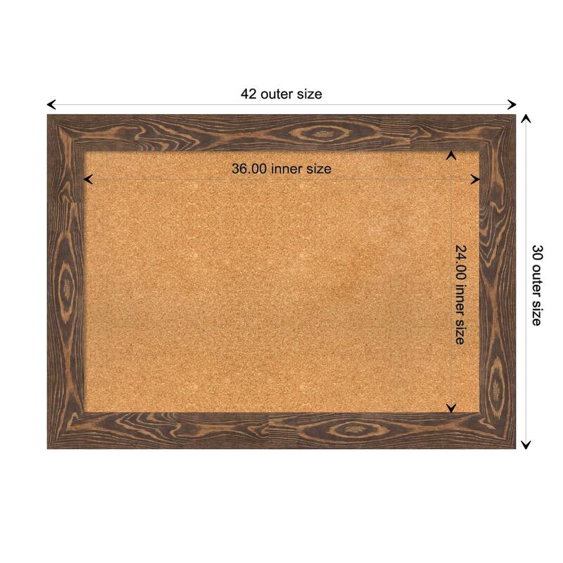 Bridge Wood Framed Natural Corkboard Bulletin Board - Bridge Brown - Board Size 36x24