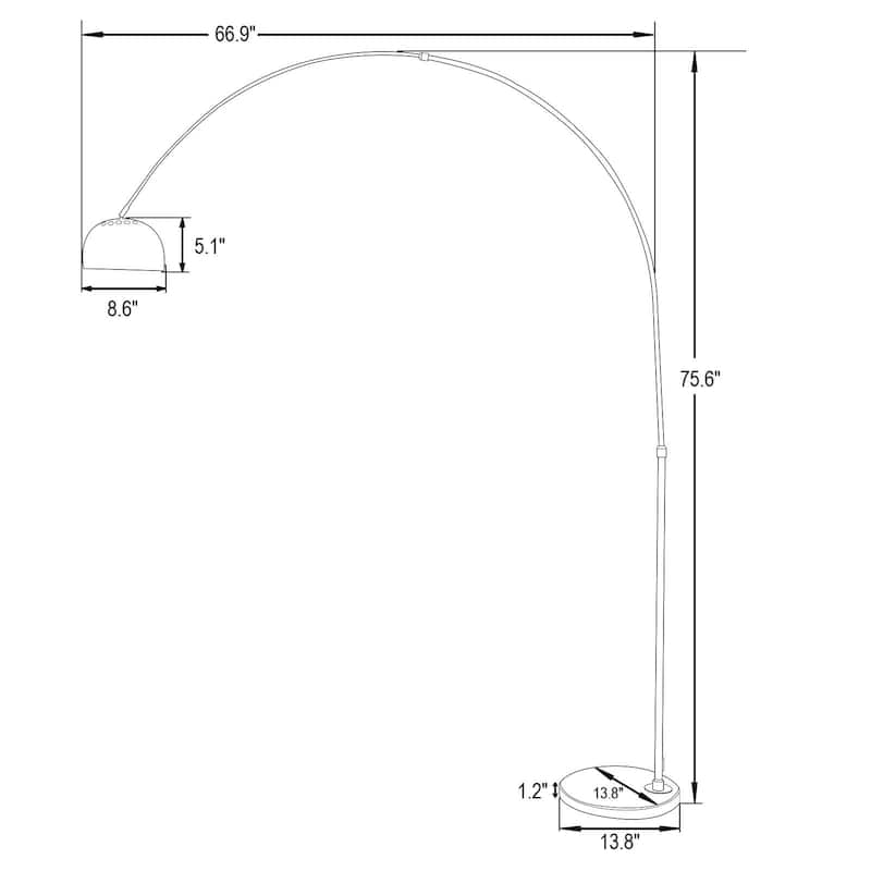 Floor Lamp with Black Marble Base and Metal Lamp Shade Arco Collection - 76"