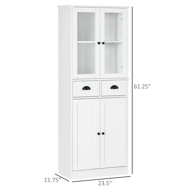Freestanding Kitchen Pantry Cabinet Dining Cabinet with Glass Doors & Drawers, Display Cabinet Base Cabinet Buffet Cabinet