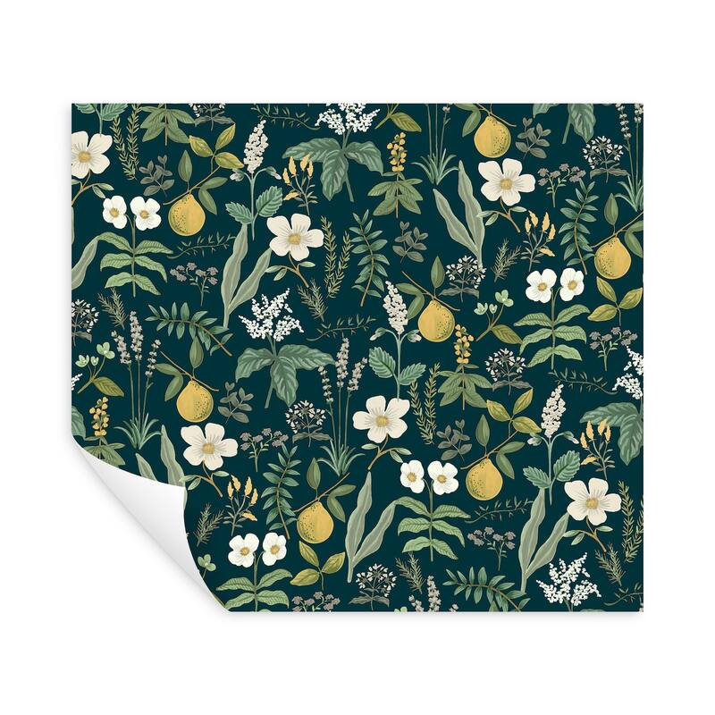 Rifle Paper Co. Herb Garden Navy Botanical Premium Peel + Stick Wallpaper