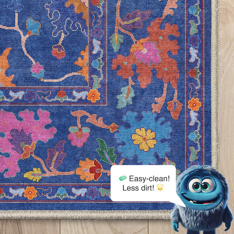 Well Woven Ushak Bodrum Modern Vibrant Floral Flat-Weave Area Rug