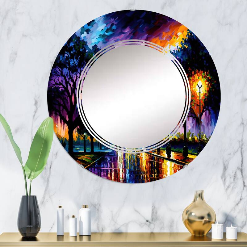 Designart 'Colorful Houston Texas' Printed City Wall Mirror - 32in.x32in.