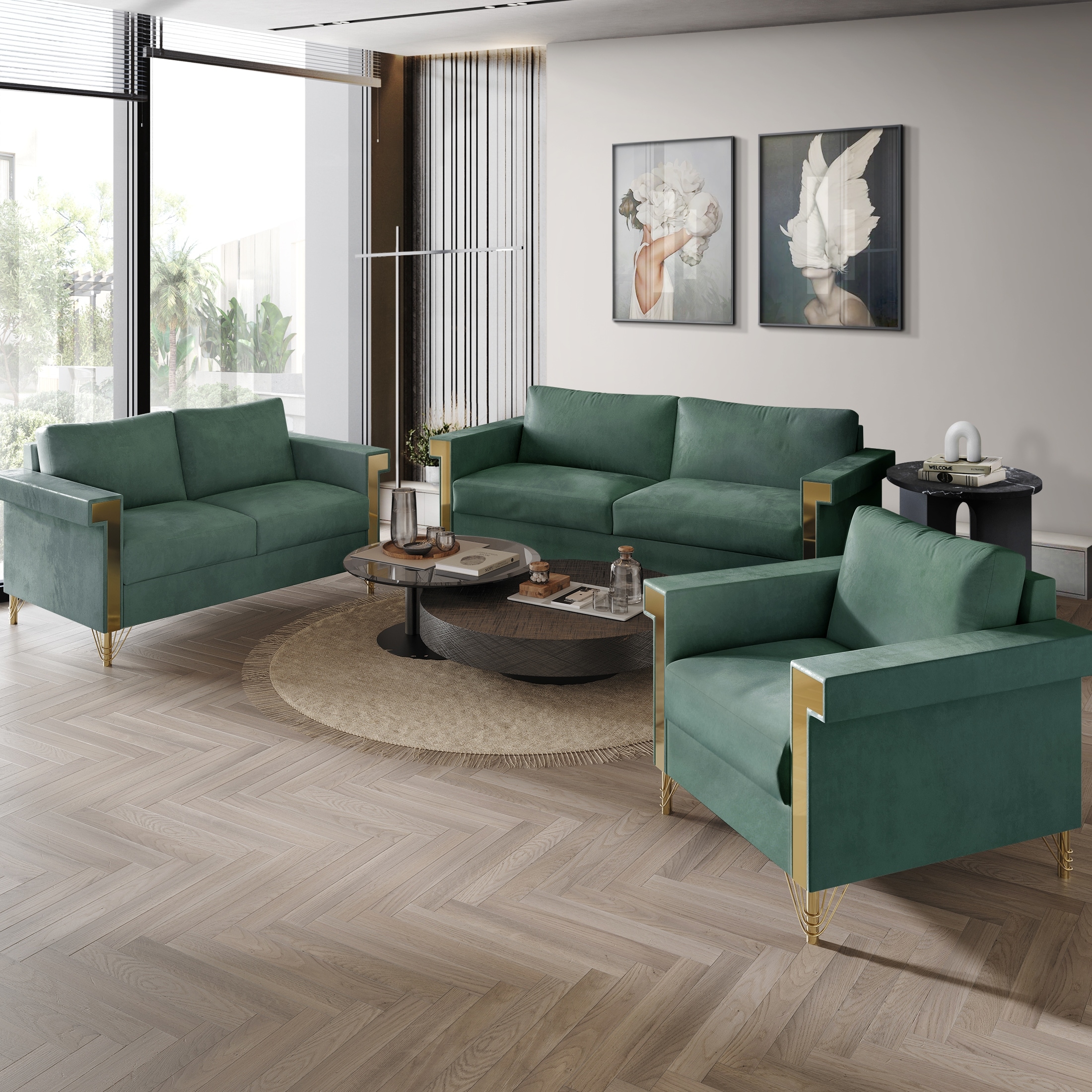【期間限定】 CraftPorch Luxurious Velvet Upholstered 3-Piece Living Room その他