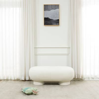 SAFAVIEH Couture Collection Zaydie Ivory Upholstered Bench - 47" W x 16" D x 18" H