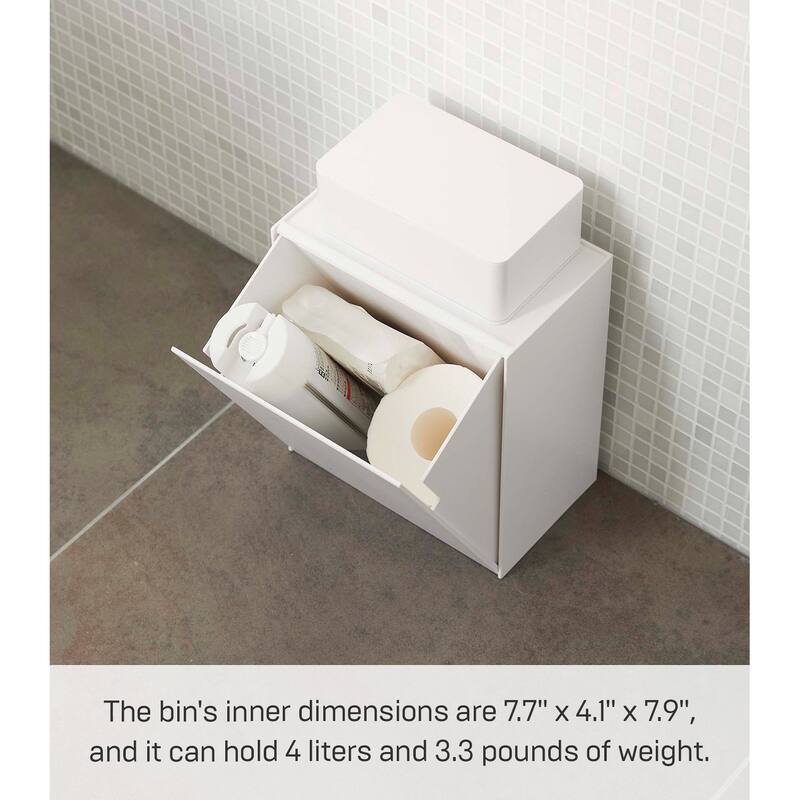 Yamazaki Home Wall-Mounted Storage or Trash Bin, ABS Plastic, 4L, Holds 5.5 lbs
