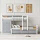preview thumbnail 3 of 13, Gray Twin over Twin Size Pine Wood Loft Bunk Bed with Drawers and Ladder for Bedroom